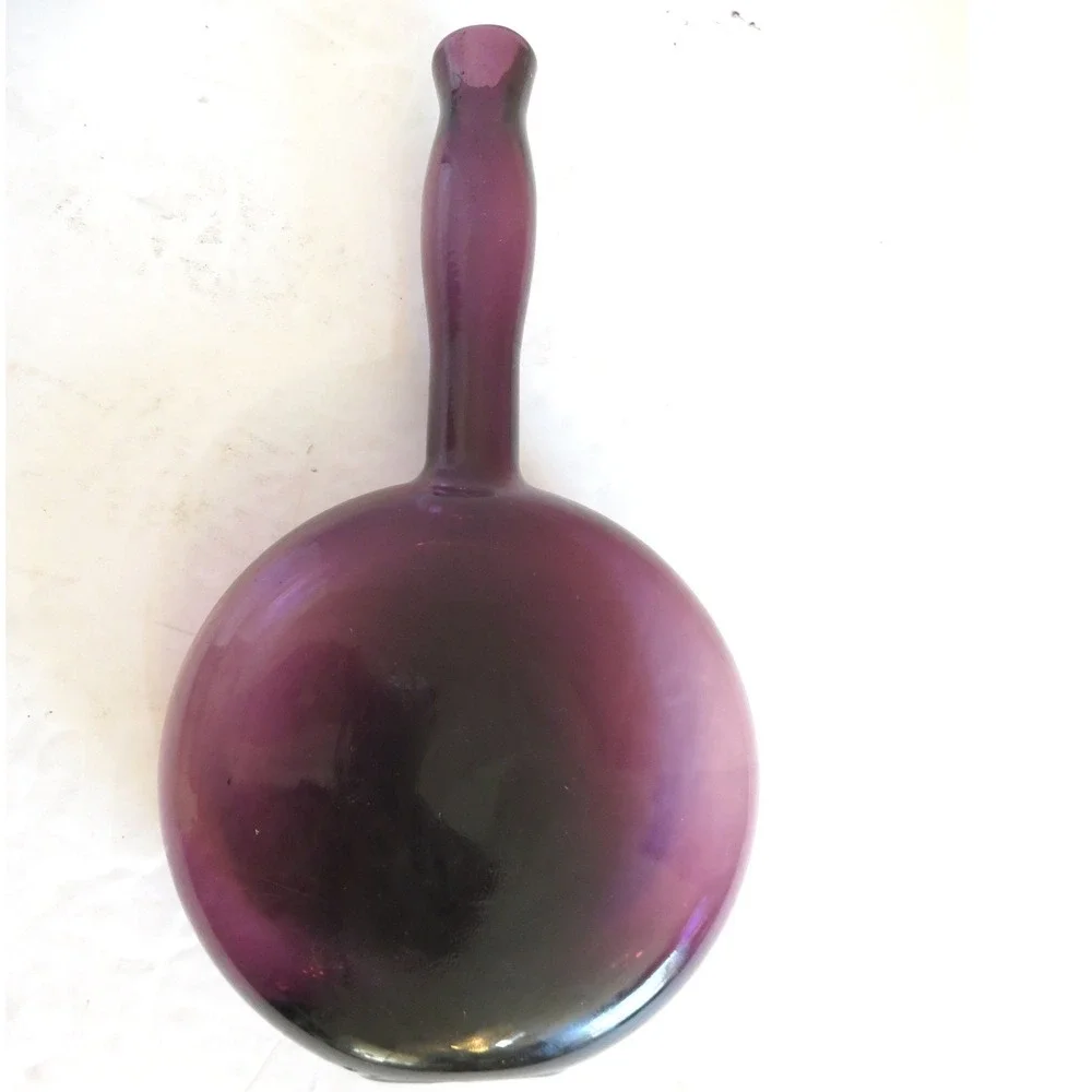 Vintage Amethyst Purple Glass Banjo Musical Instrument Decanter Vase Hand Blown